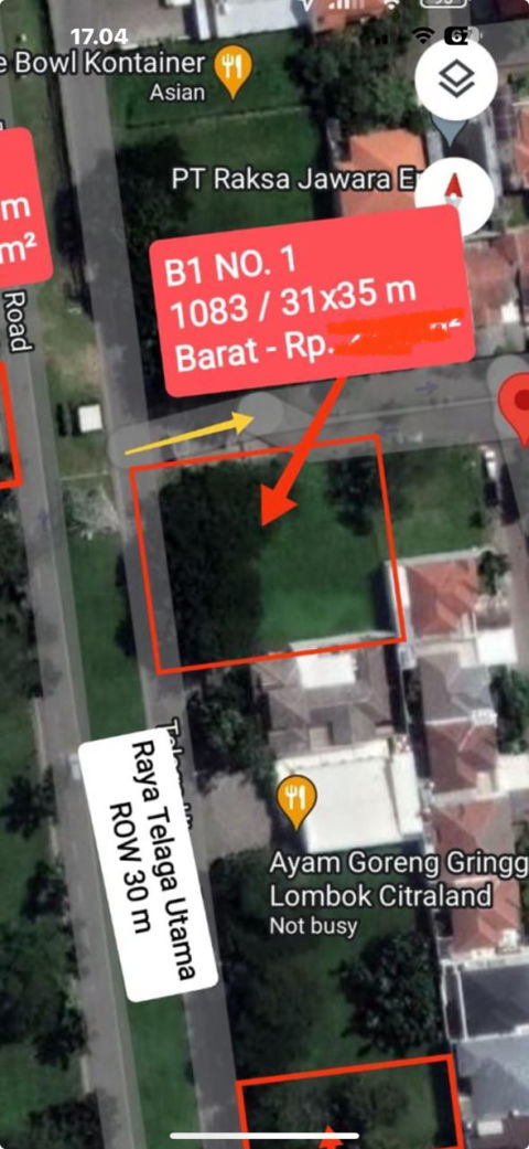 Dijual Tanah Komersial Citraland Cluster Taman Telaga