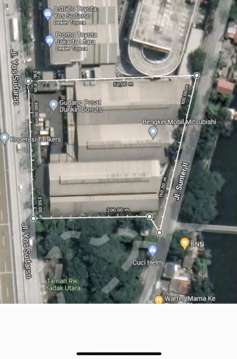 Dijual Tanah+Gudang Donut di Yos Sudarso Tanjung Priok, Harga Tanah saja