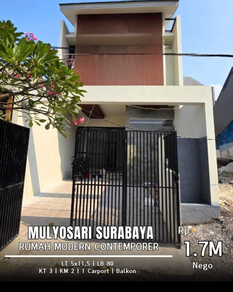 Dijual Rumah Mulyosari Modern Contemporer