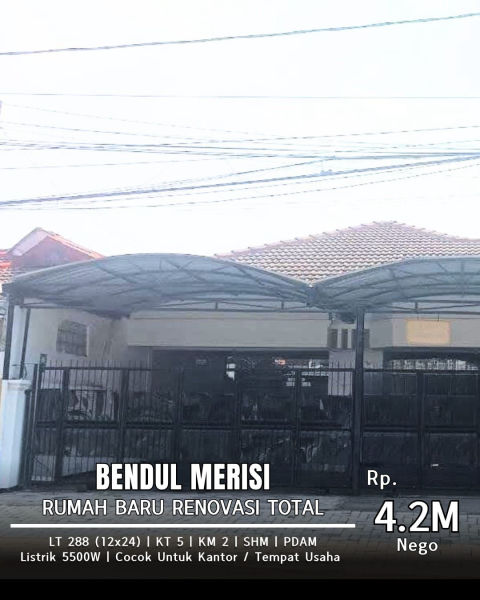 Dijual / Disewa Rumah Bendul Merisi Selatan