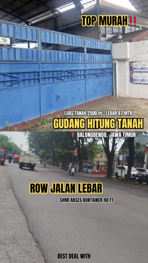 Dijual Gudang Hitung Tanah Raya Balongbendo