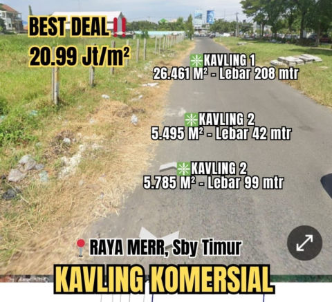 Dijual Tanah Komersial Jalan Raya Merr