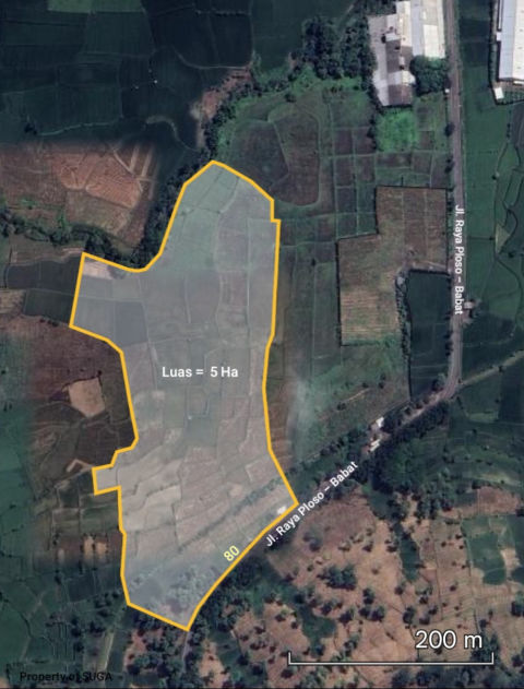 Dijual Tanah Industri Jalan Raya Ploso Babat Jombang