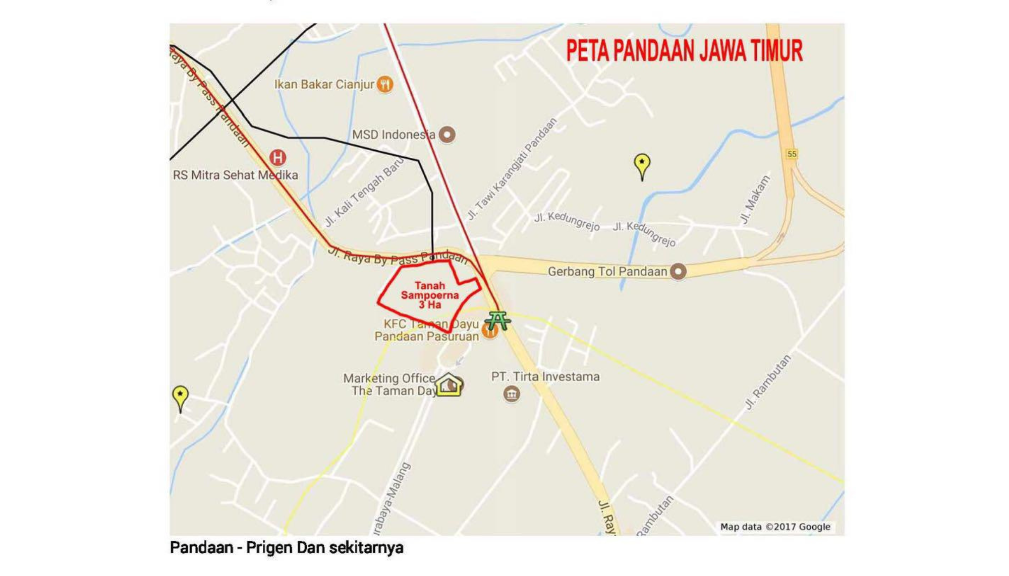 Dijual Tanah Jalan Raya Bypass, Pandaan